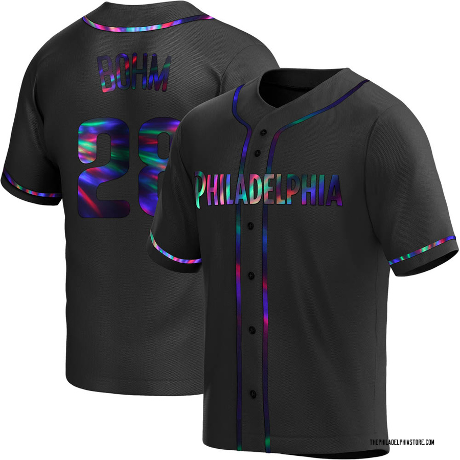 Black Holographic Replica Alec Bohm Men's Philadelphia Phillies Alternate Jersey