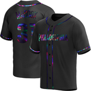 Black Holographic Replica Garry Maddox Men's Philadelphia Phillies Alternate Jersey