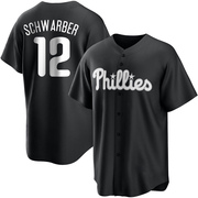 Black/White Replica Kyle Schwarber Men's Philadelphia Phillies Jersey