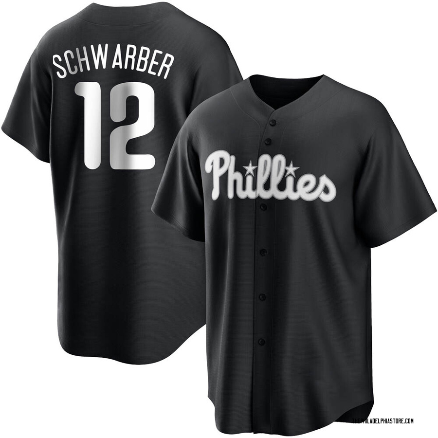 Black/White Replica Kyle Schwarber Men's Philadelphia Phillies Jersey