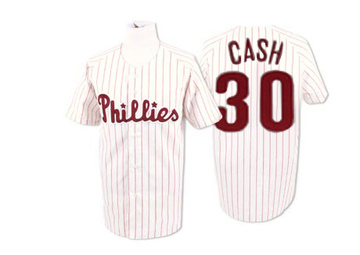White/Red Authentic Dave Cash Men's Philadelphia Phillies Strip Throwback Jersey