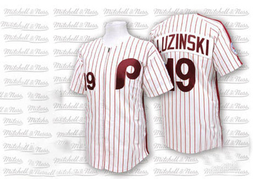 White/Red Authentic Greg Luzinski Men's Philadelphia Phillies Strip Throwback Jersey
